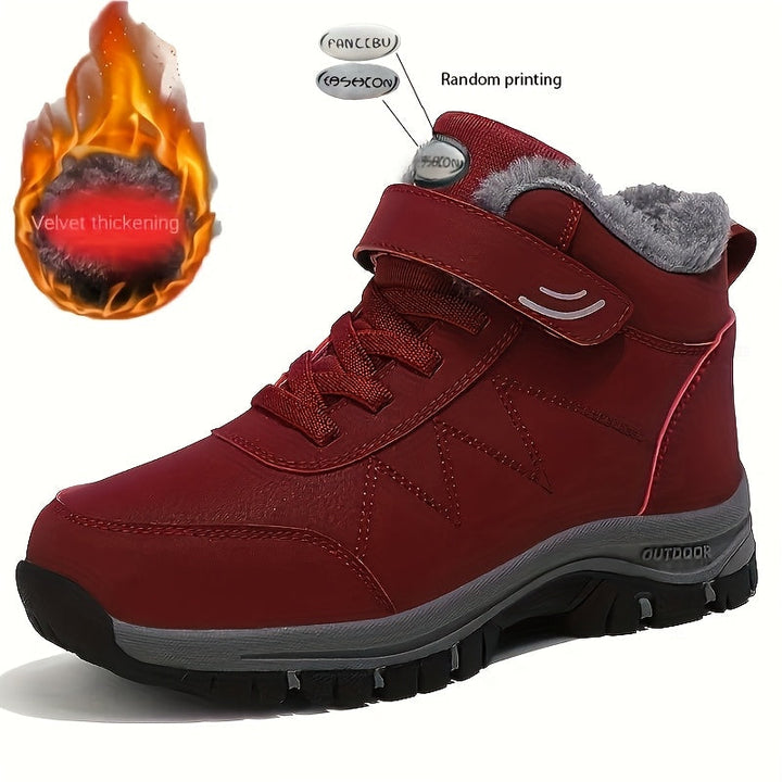 Benedetta™ | Plush-lined hook-and-loop lace-up hiking ankle boots
