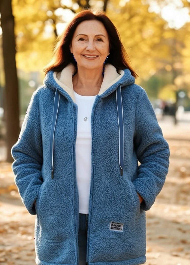 Rima™ | Zip-Front Drawstring Hooded Teddy Coat