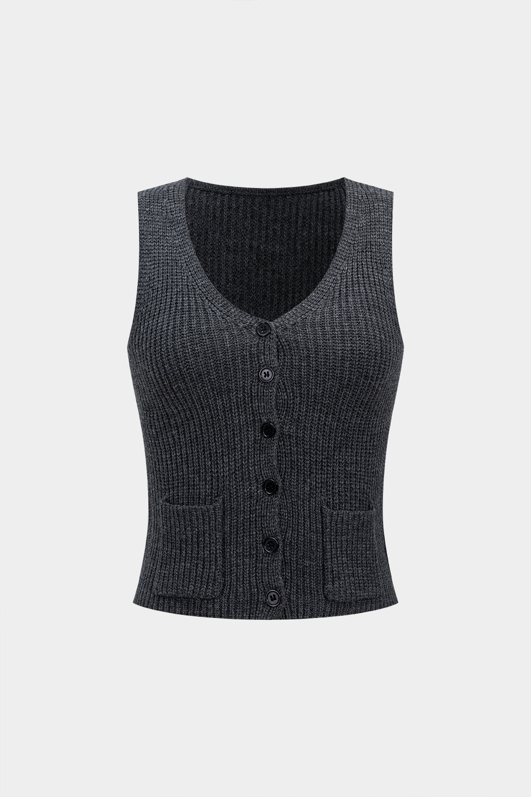 Knit V-neck Button Vest