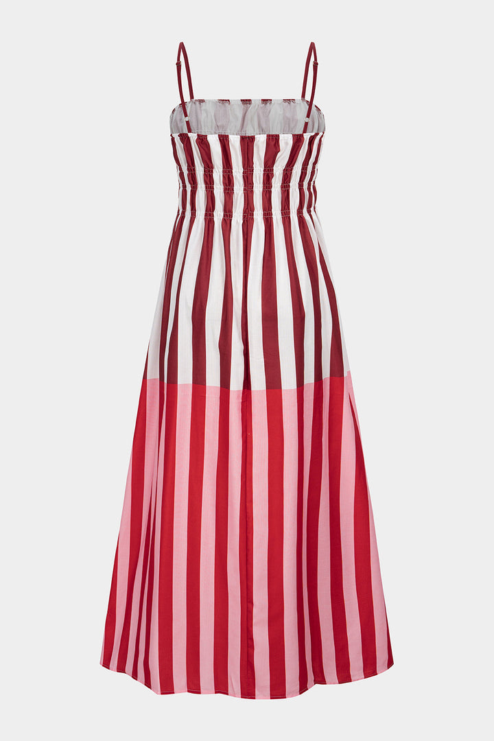 Contrast Stripes Print Sleeveless Maxi Dress