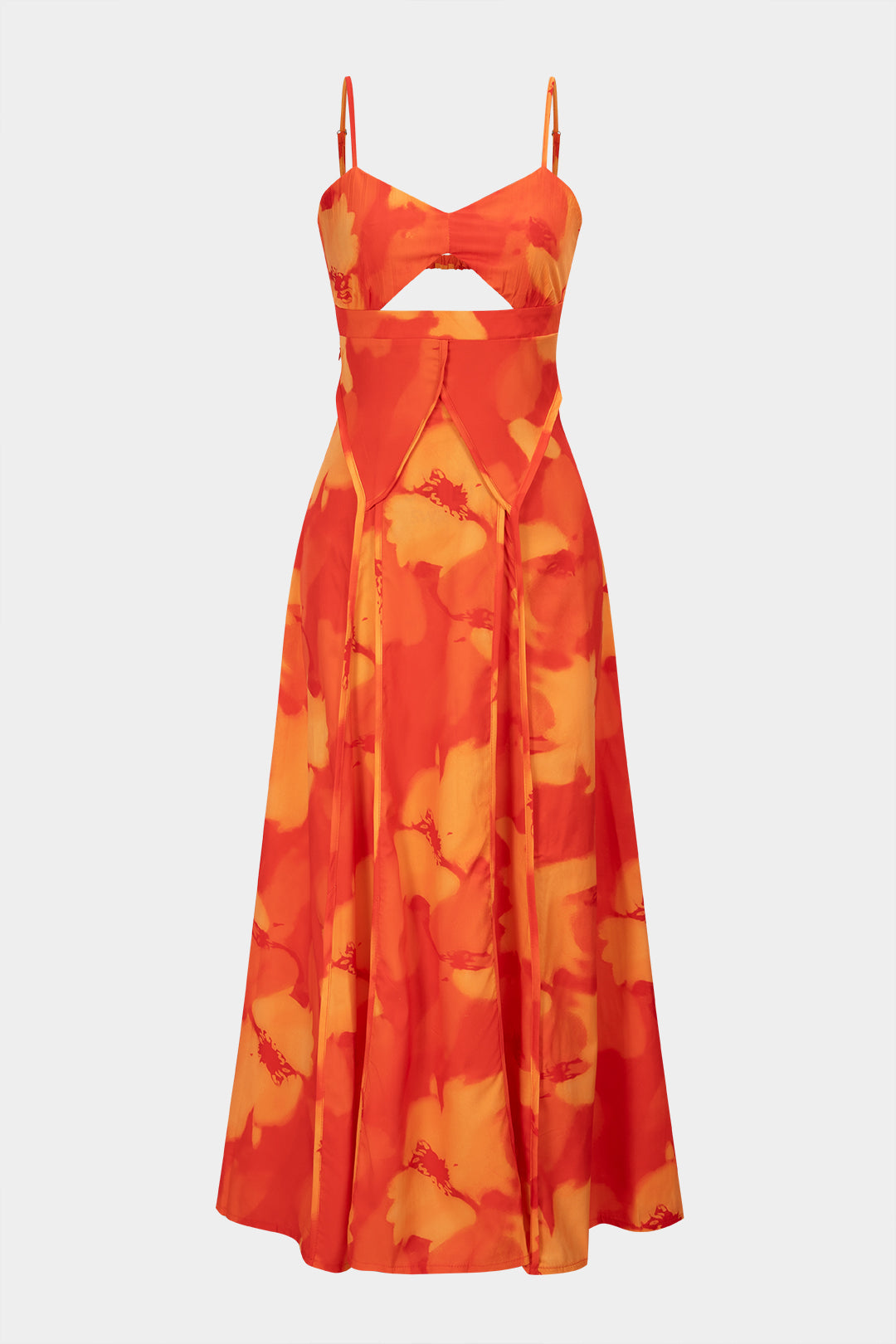 Floral Print V-Neck Cut Out Backless Sleeveless Maxi Dress
