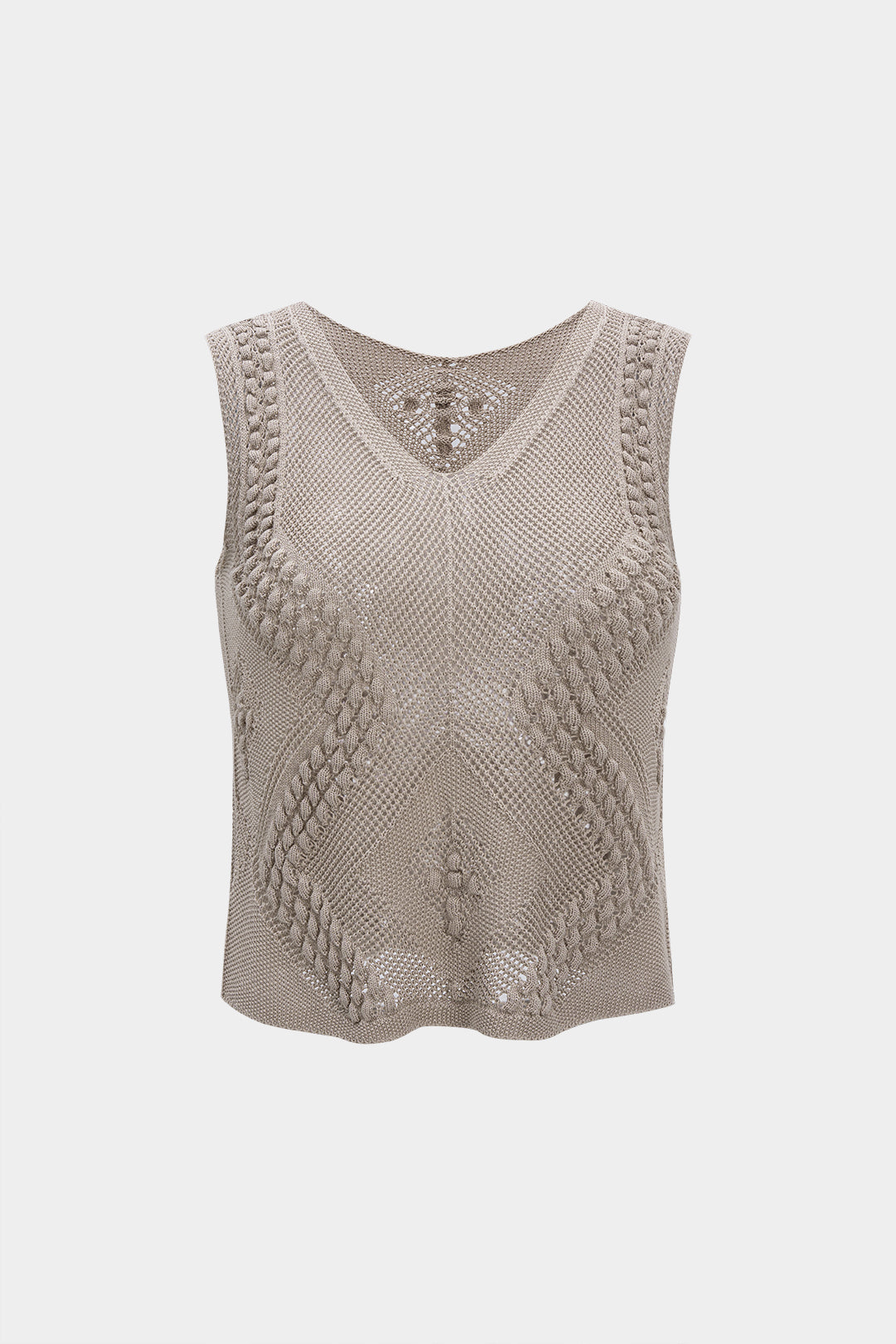 Knit V-Neck Hollow Out Tank Top