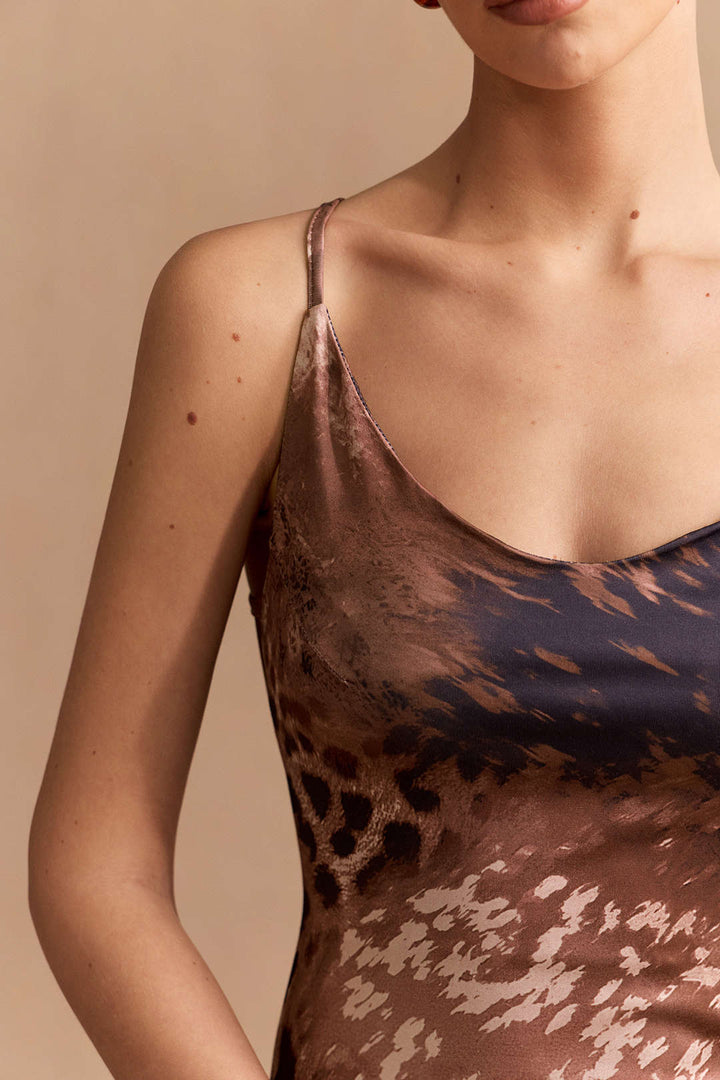 Leopard Print Sleeveless Maxi Dress