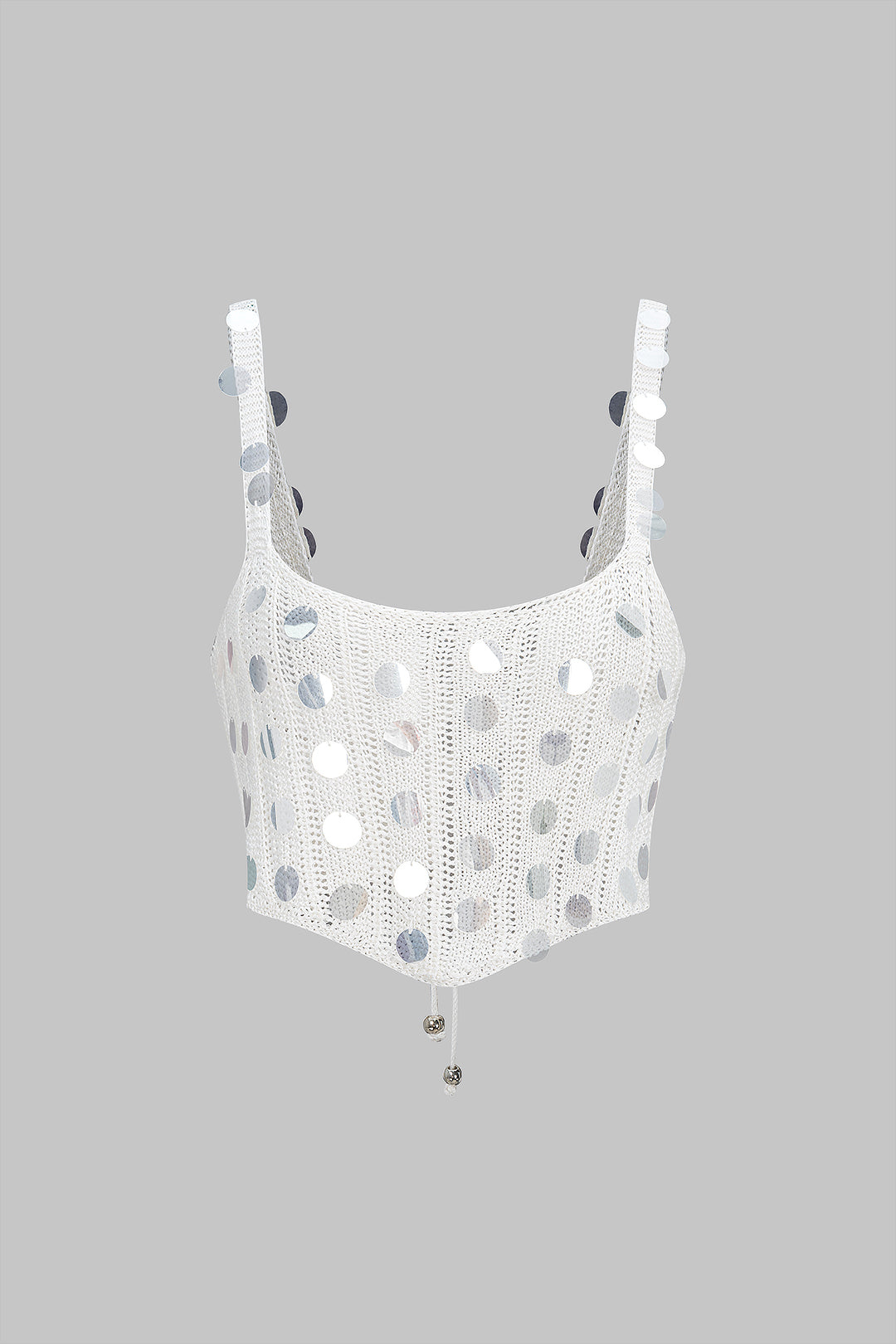 Knit Sequined Tie Back Tank Top