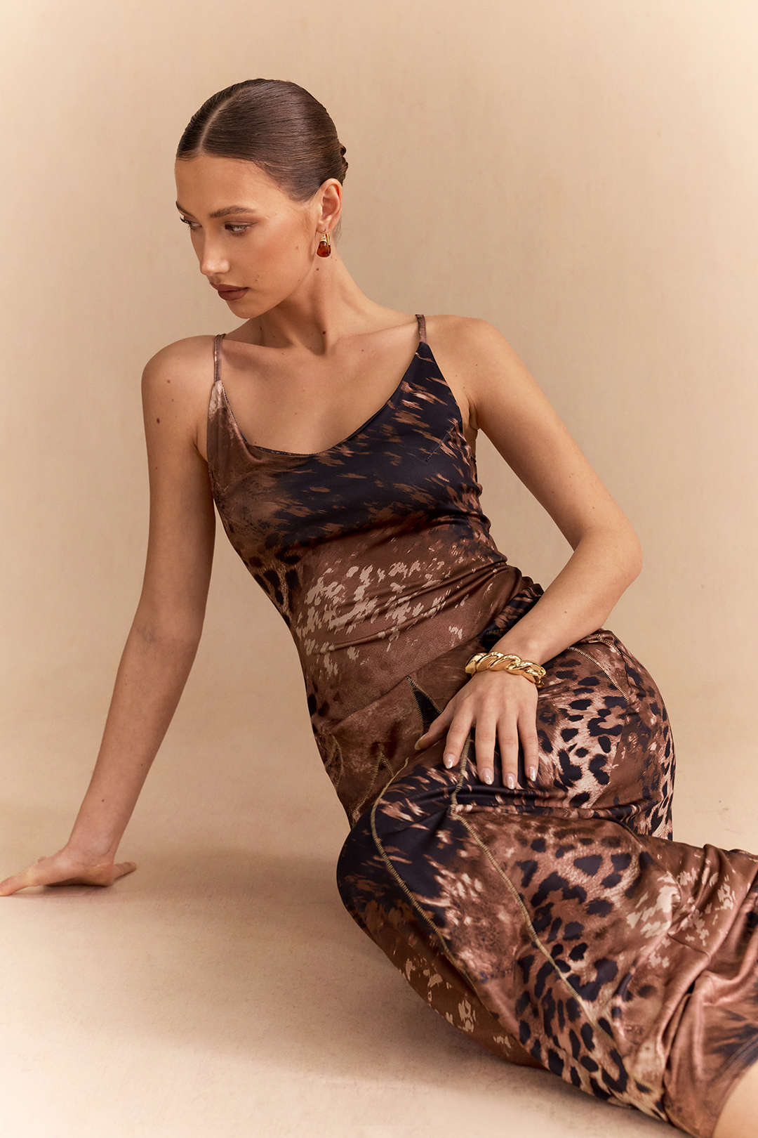 Leopard Print Sleeveless Maxi Dress