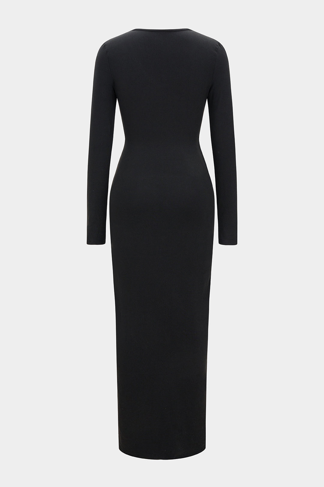 Metallic Decor V-Neck Cut Out Long Sleeve Maxi Dress