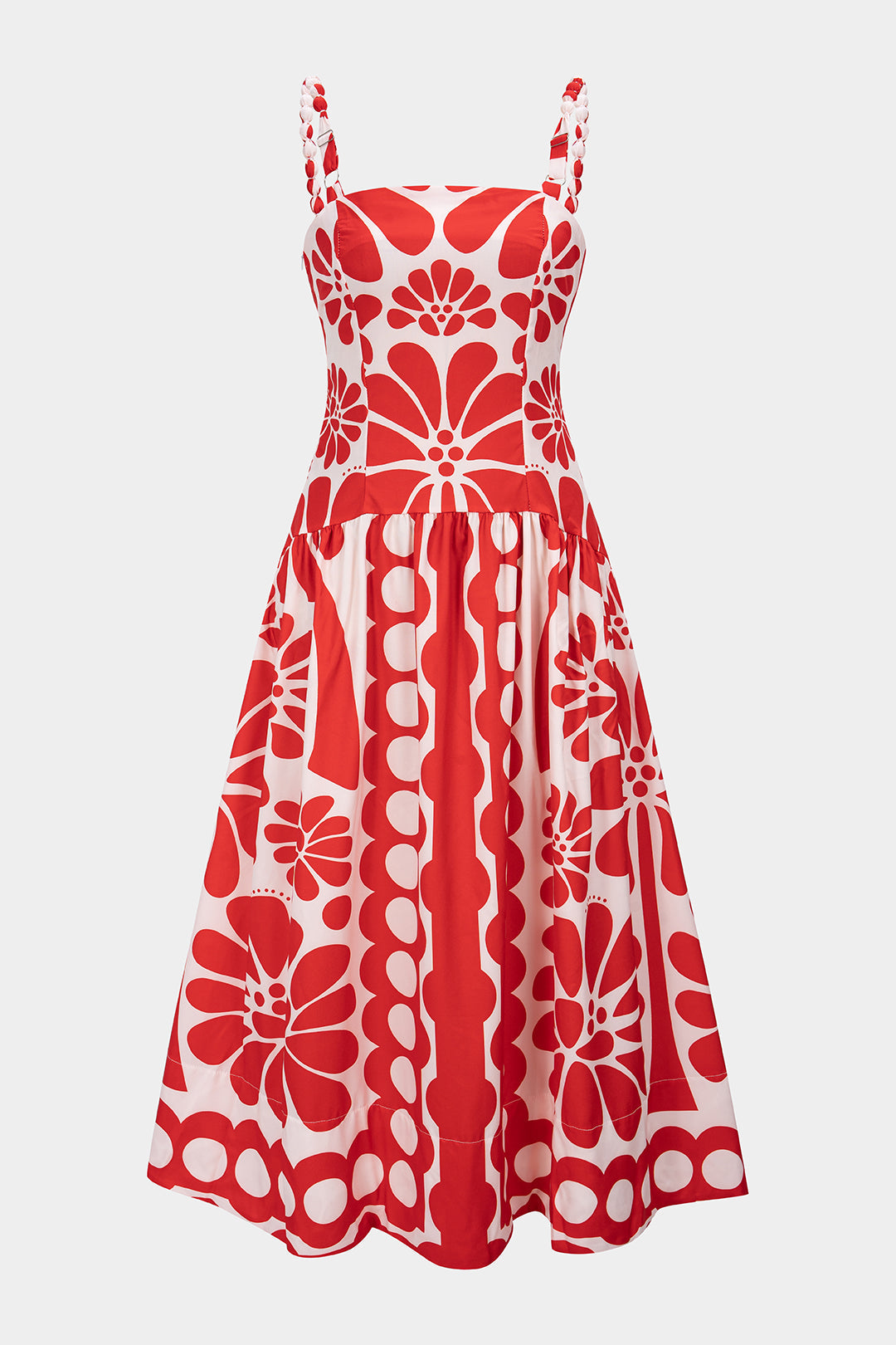 Leaves Print Ruched Sleeveless Maxi Dress