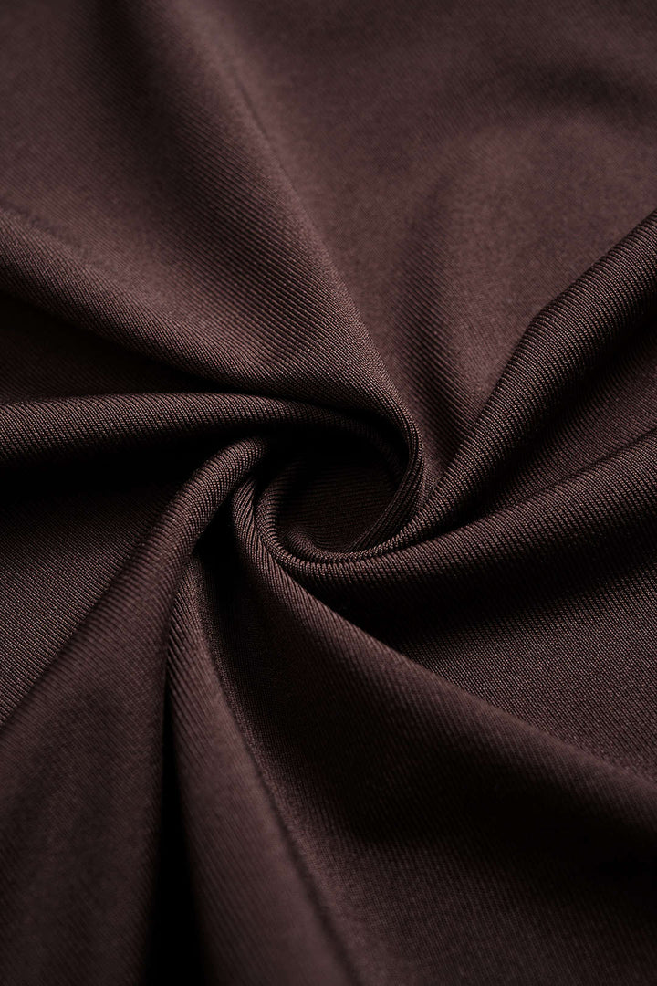 Asymmetrical Neck Ruched Long-Sleeve Maxi Dress