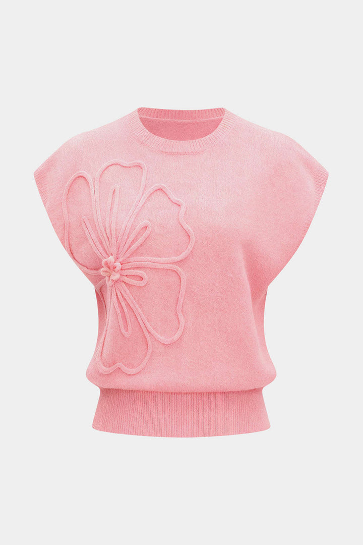 Knit 3D Flower Embroidery Tank Top