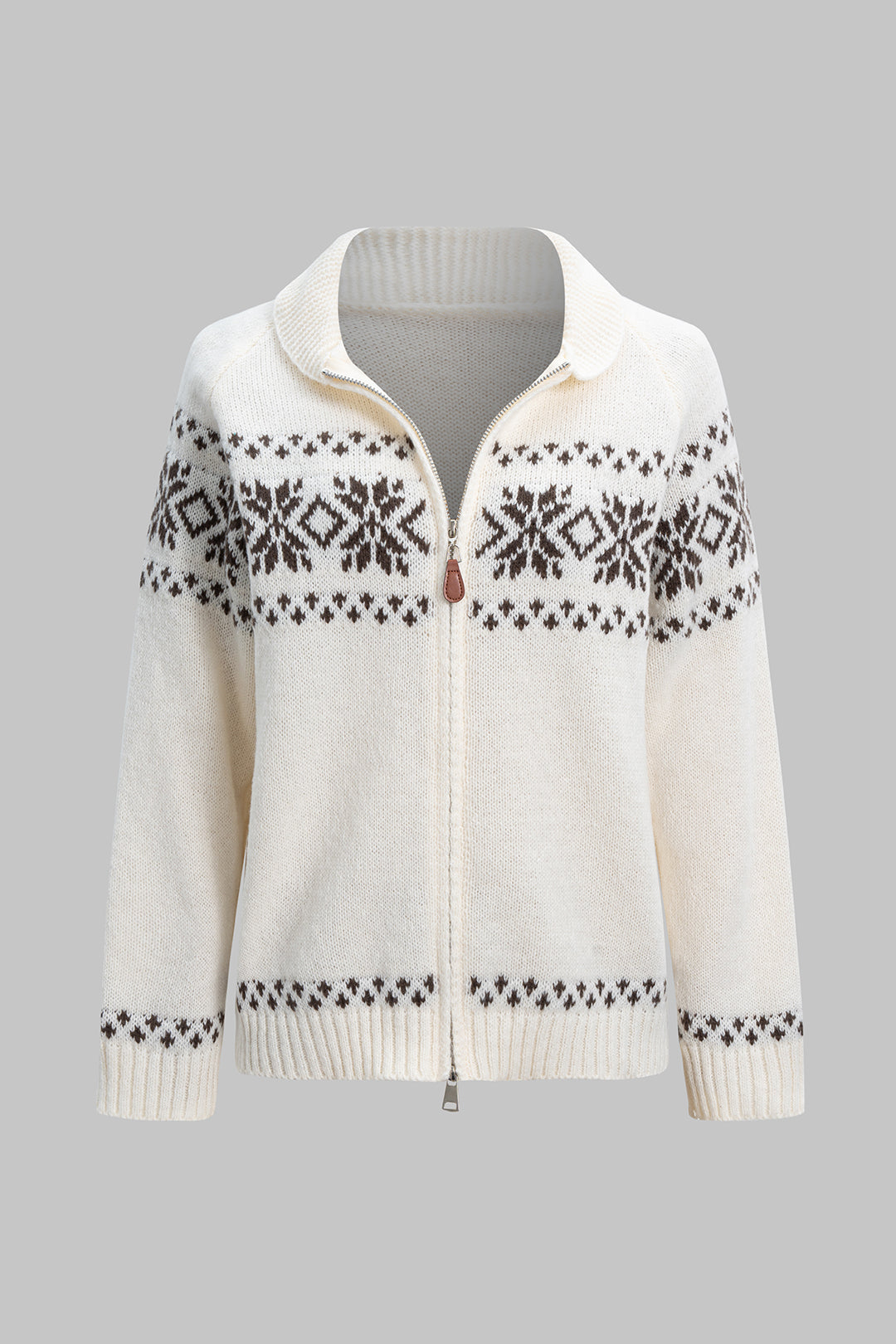 Knit Zipper Long Sleeve Cardigan