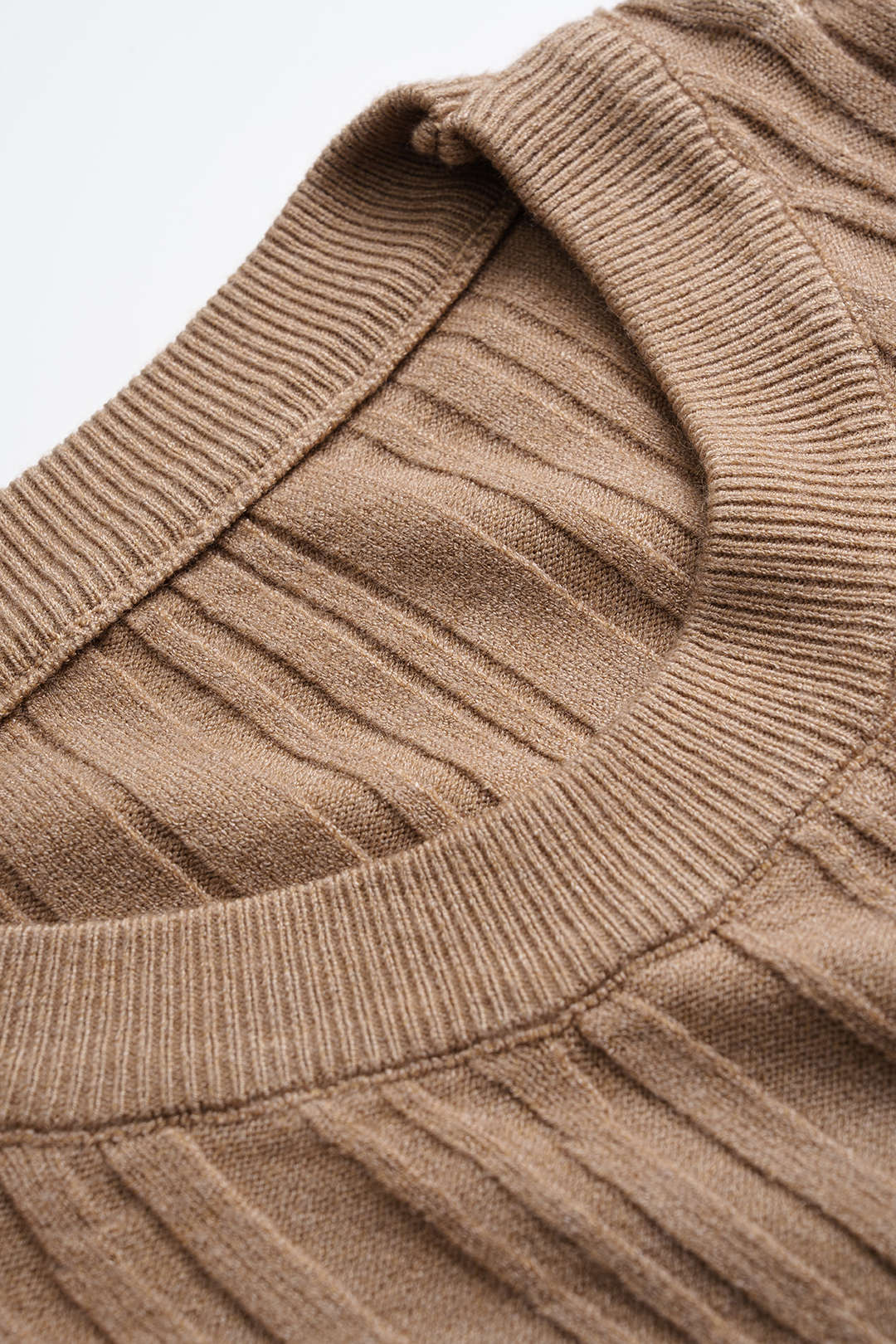 Knit Round Neck Waist-Cinching Long-Sleeve Top