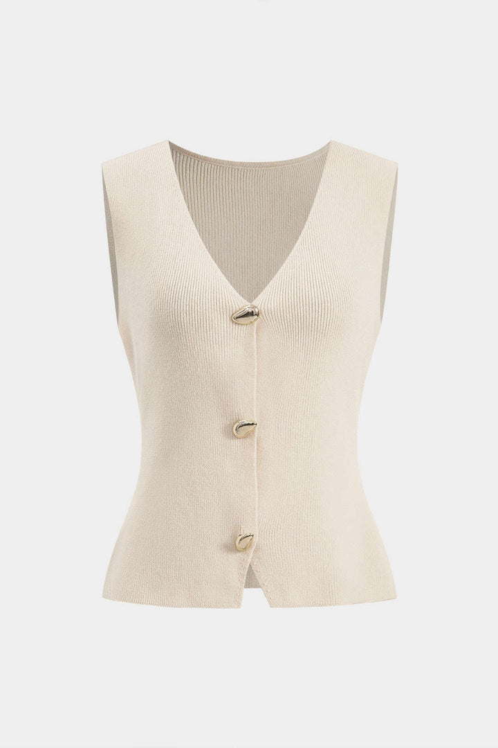 Sweater Metallic Button Tank Top
