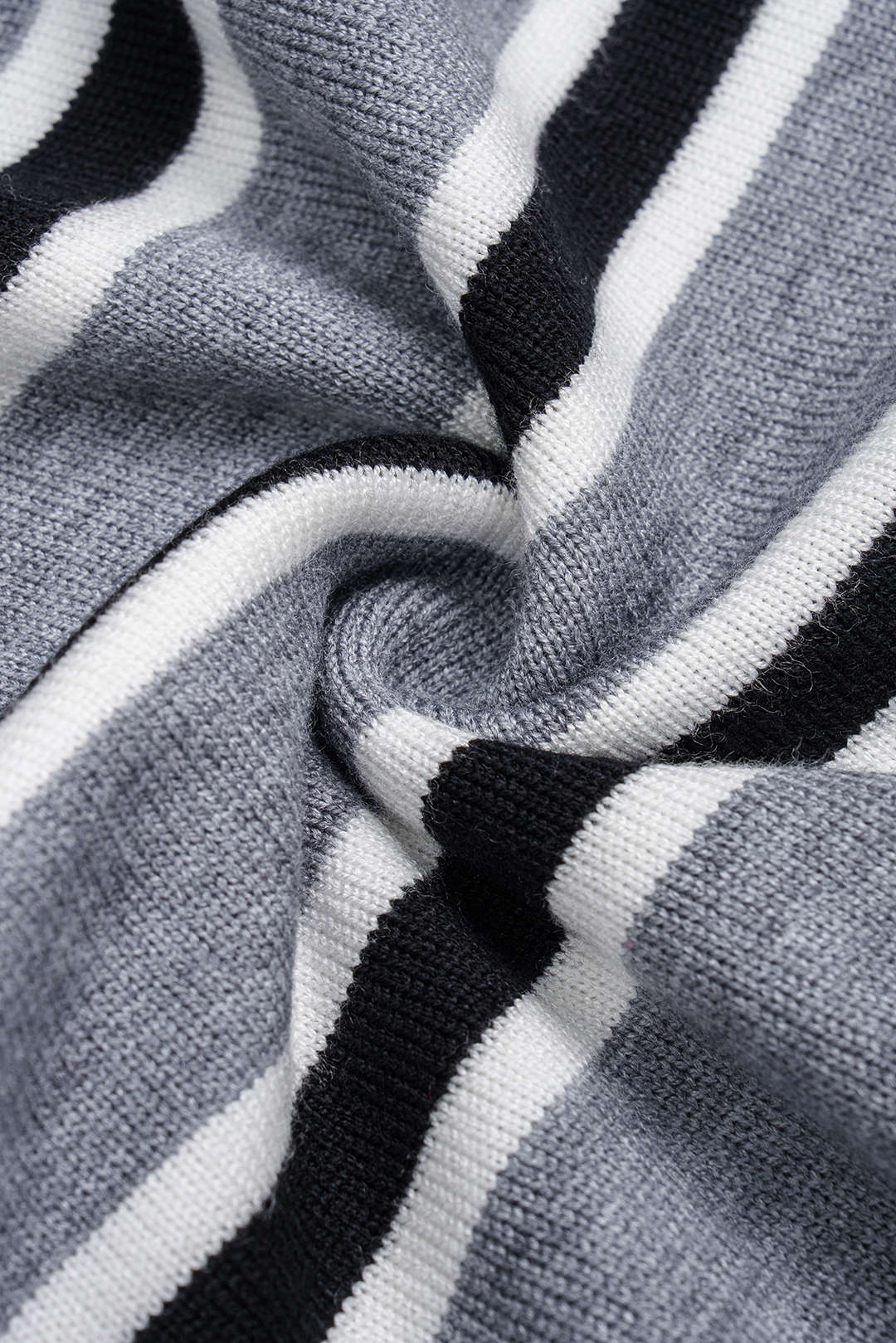 Knit Stripes Contrast Print One Shoulder Long-Sleeve Top