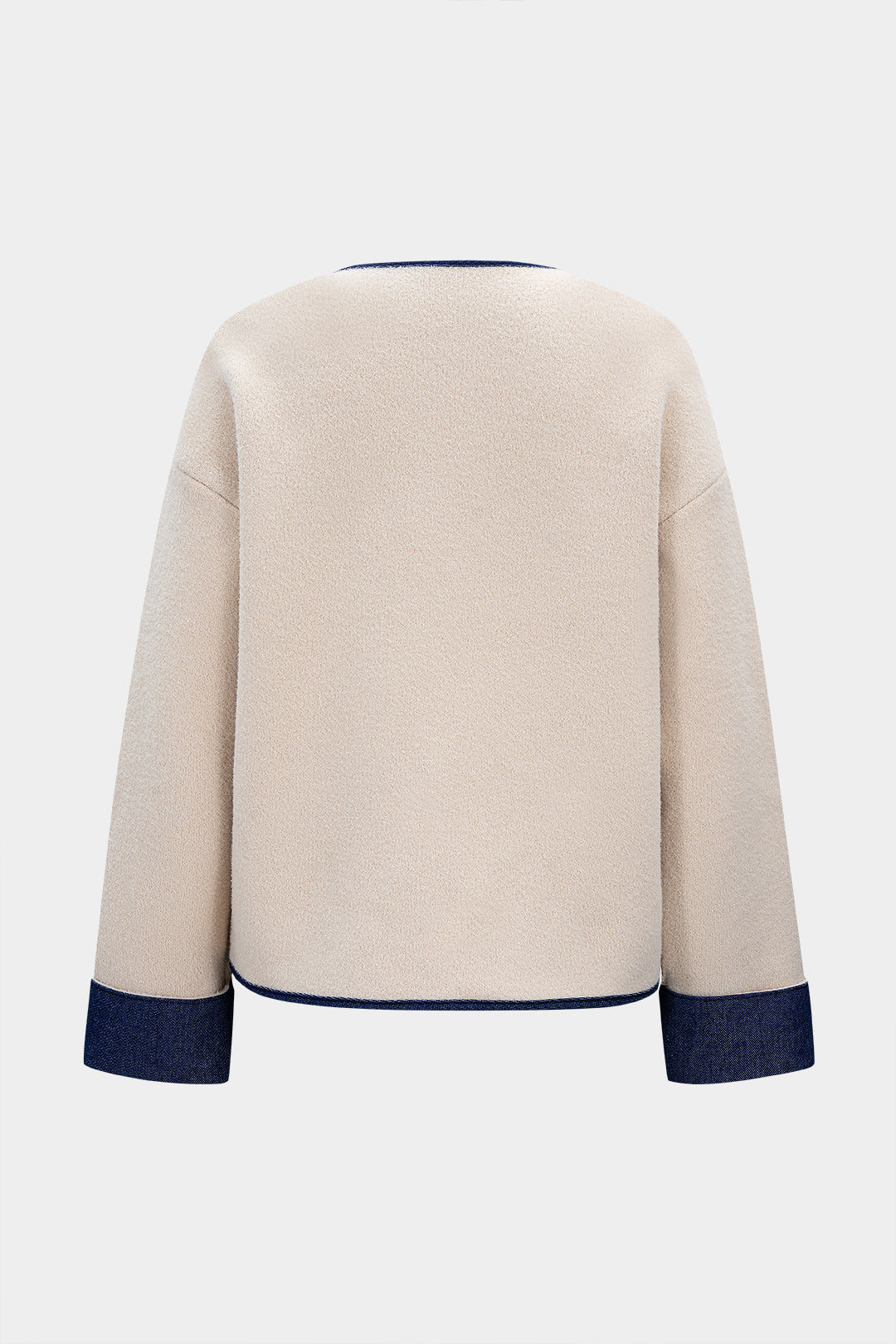 Knitted Denim Patchwork Pocket Cardigan