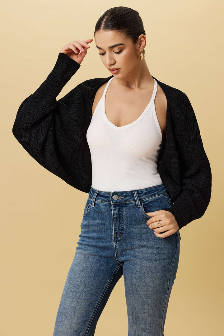 Solid Draped Sweater Cardigan