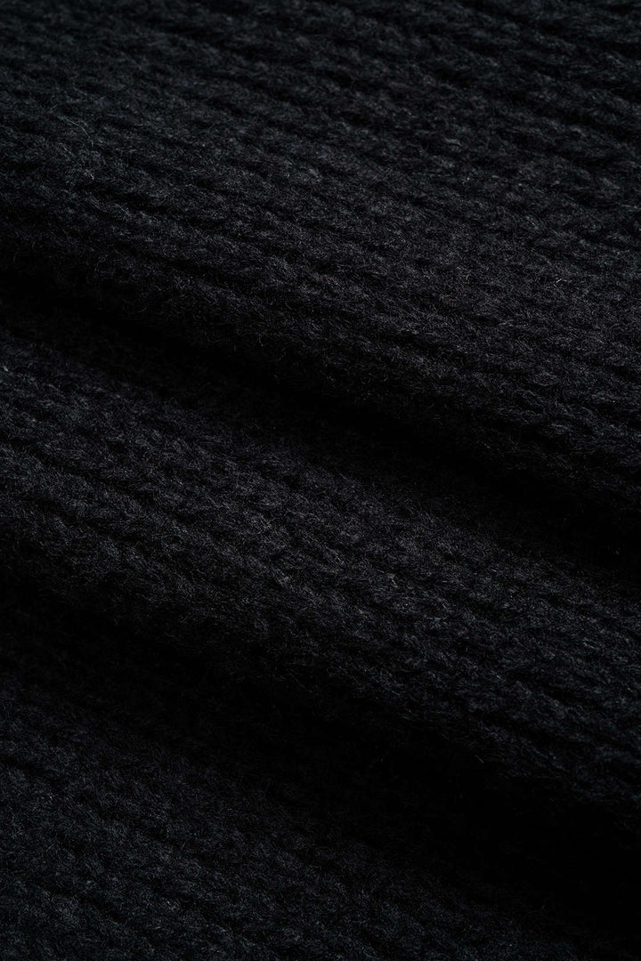 Knit Round Neck Contrast Long-Sleeve Top