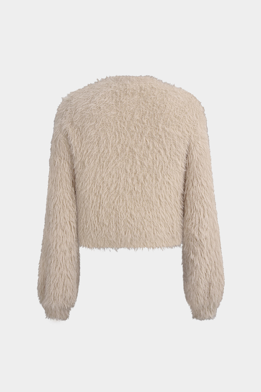 Plush Knit V-Neck One Button Long-Sleeve Top