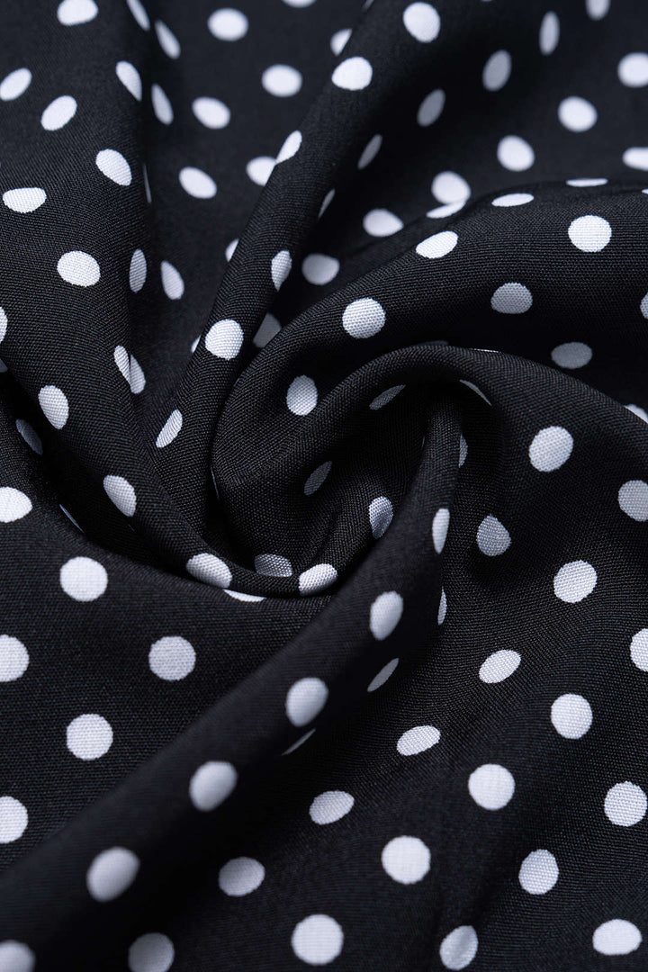 Polka Dots Print Crossed Tie Up Backless Slip Sleeveless Maxi Dress With Scarf