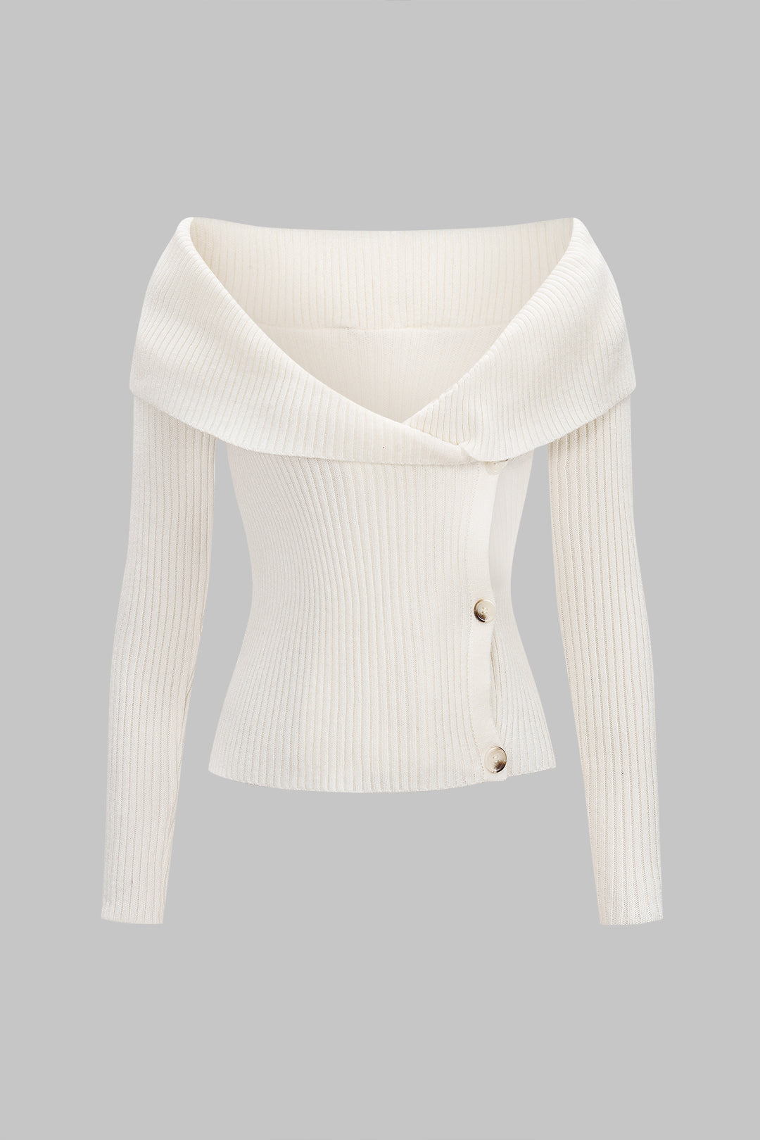 Knit Off Shoulder Ribbed Long-Sleeve Top