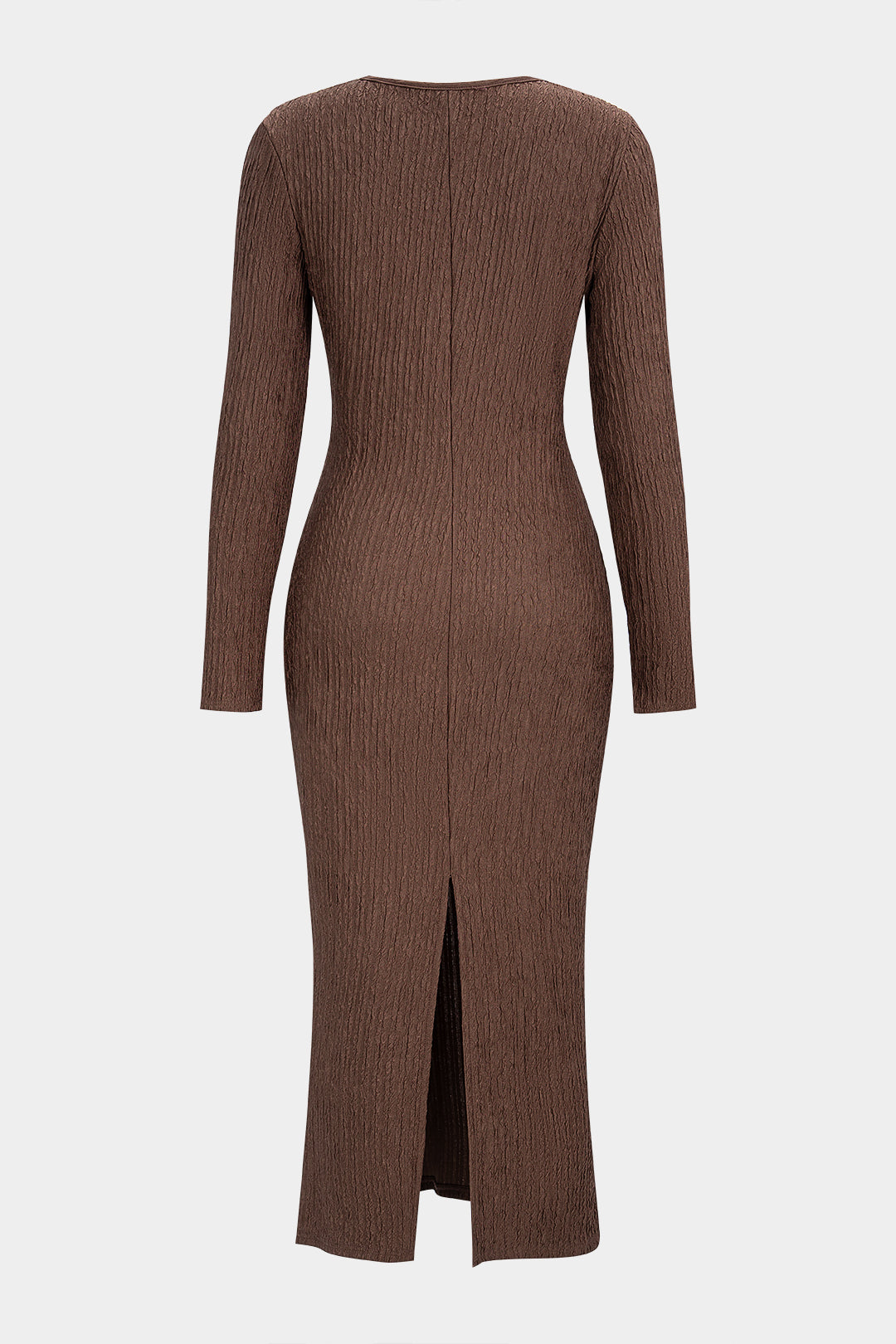 Crossed V-Neck Asymmetrical Long Sleeve Maxi Dress