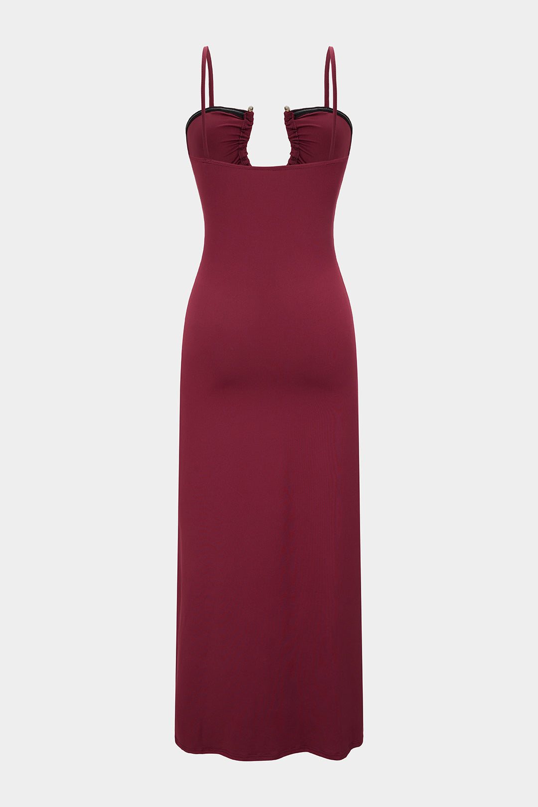 Cut Out Ruched Sleeveless Backless Slip Maxi Dress