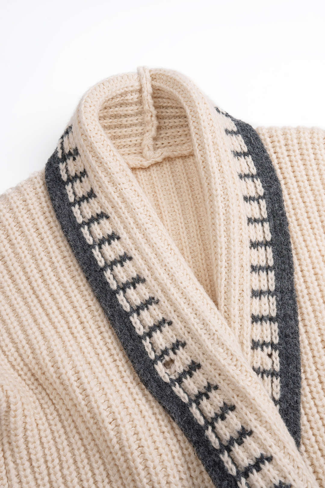 Knit Color Block Button Long Sleeve Cardigan