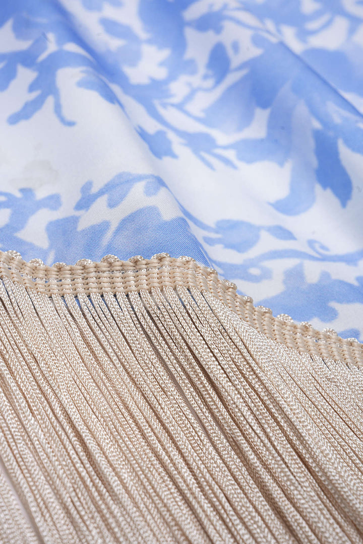 Floral Print Fringe Sleeveless Maxi Dress
