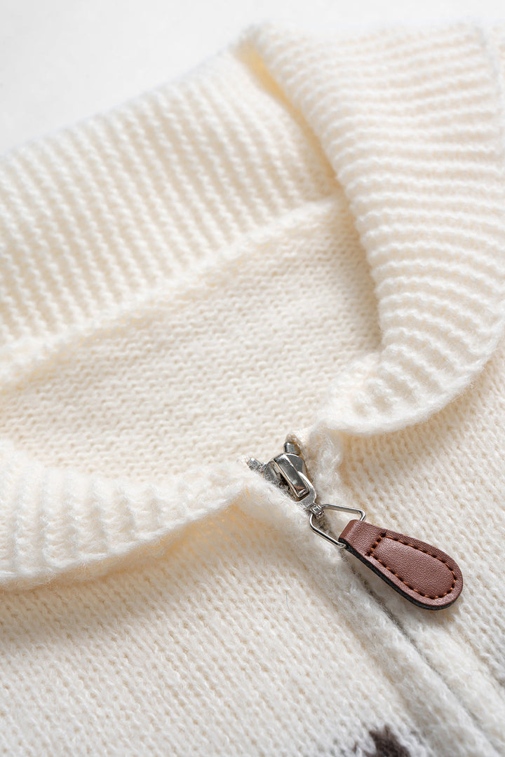 Knit Zipper Long Sleeve Cardigan