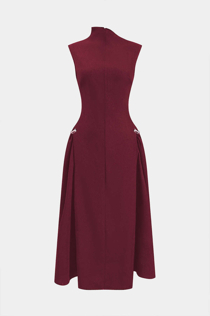 Metallic Decor Zipper Sleeveless Maxi Dress