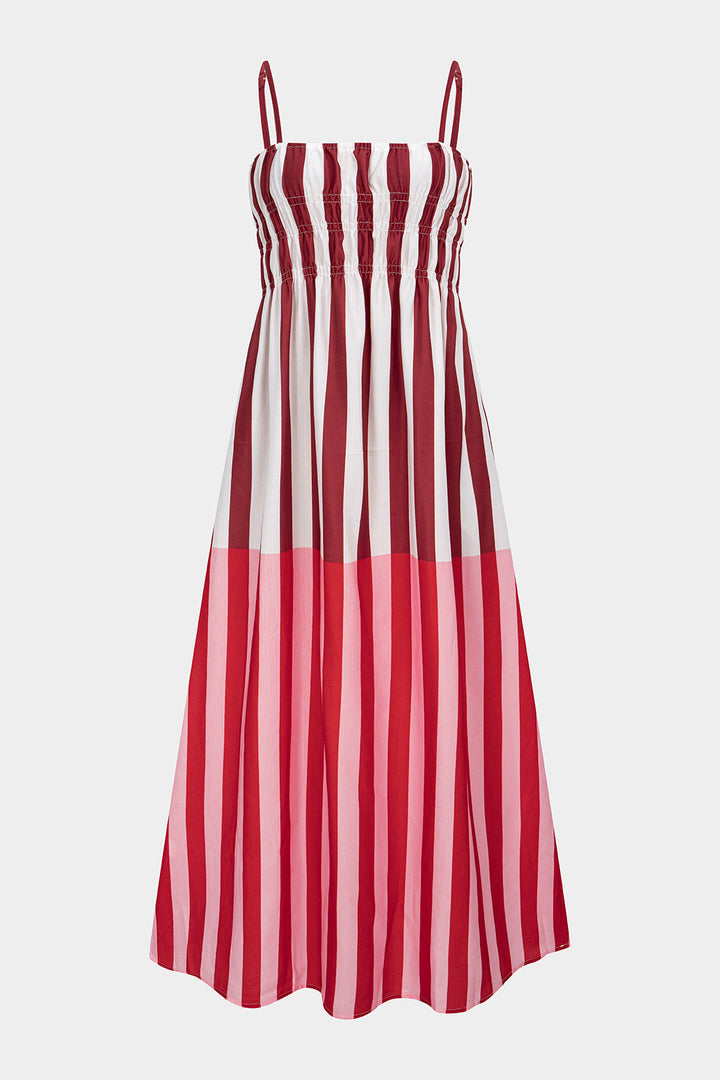 Contrast Stripes Print Sleeveless Maxi Dress