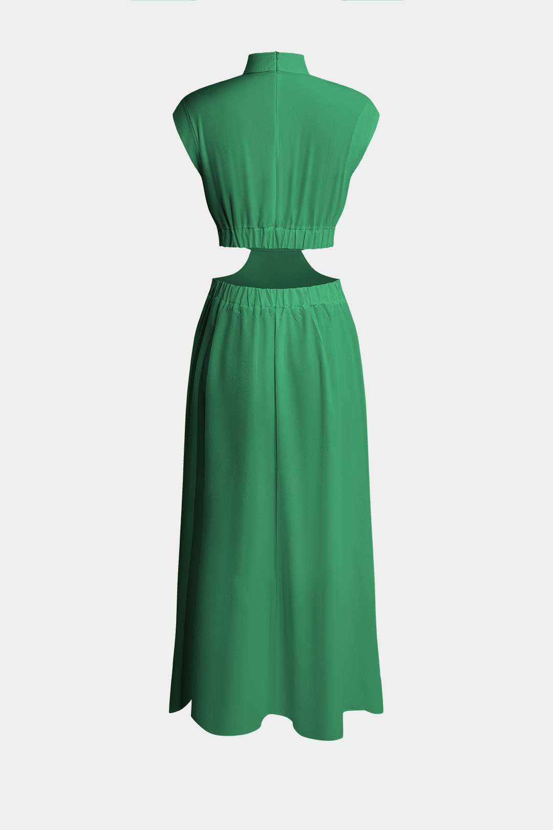 Mock Neck Cut Out Ruched Maxi Dress