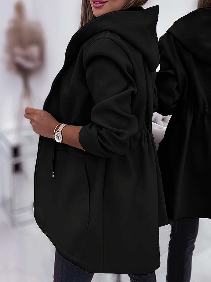 Valentina™ | Zip-Front Drawstring-Waist Hooded Parka Coat