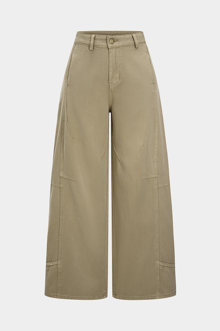 Denim Zipper Pocket Straight Leg Jeans