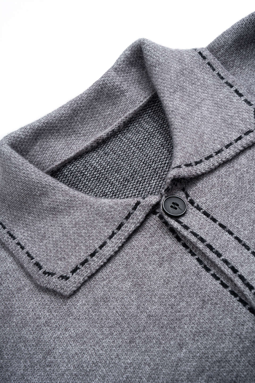 Knit Contrast Line Lapel Cardigan