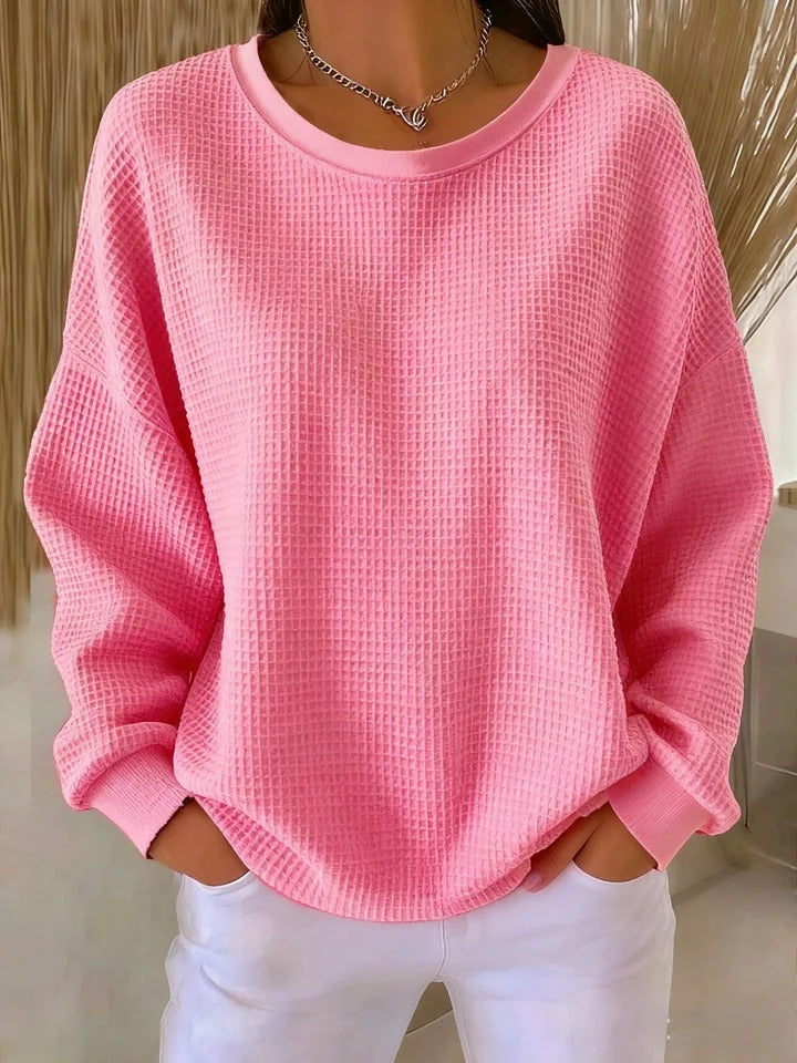 Edda™ | Waffle-knit relaxed crewneck sweatshirt