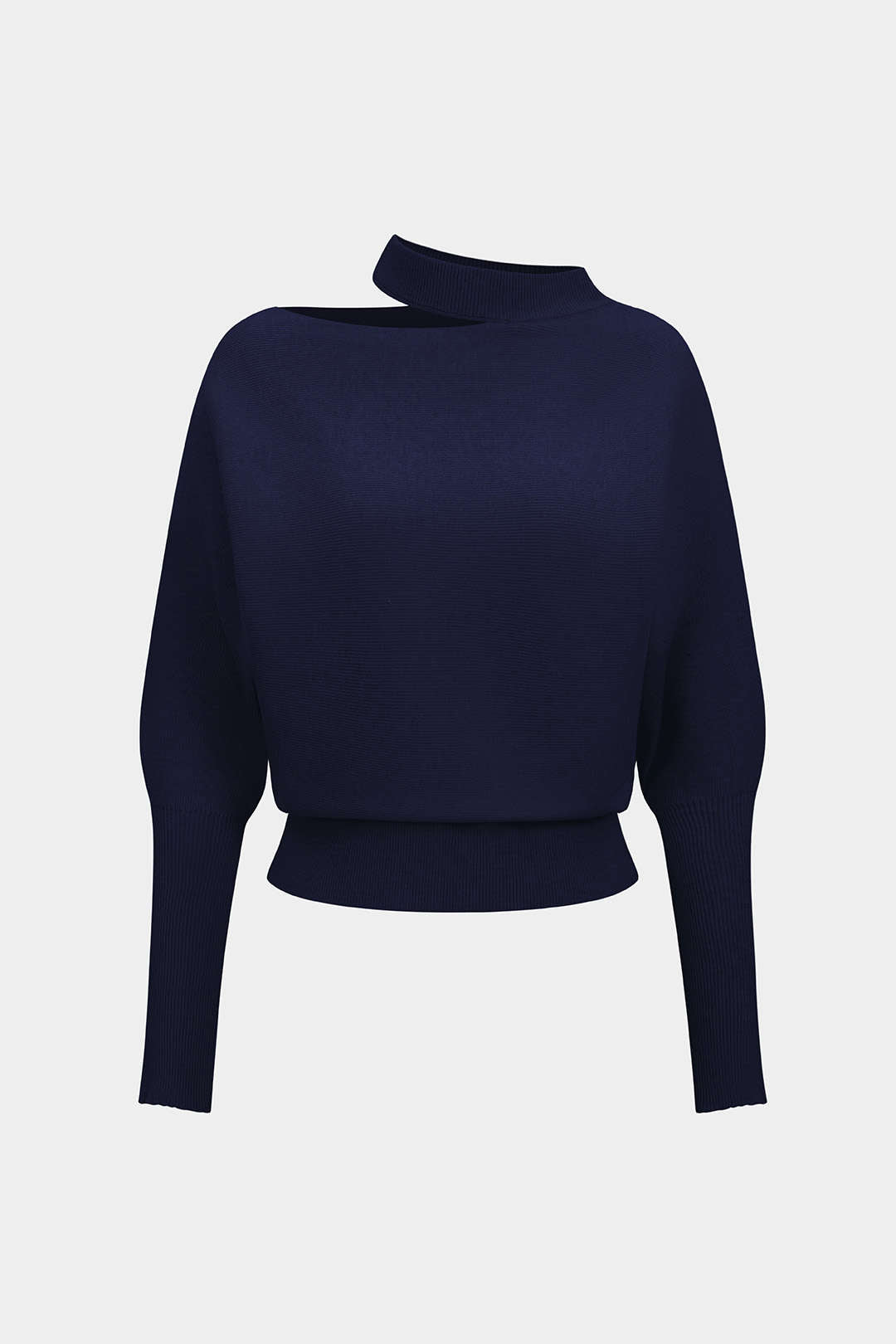 Knit Cut Out Asymmetrical Long-Sleeve Top