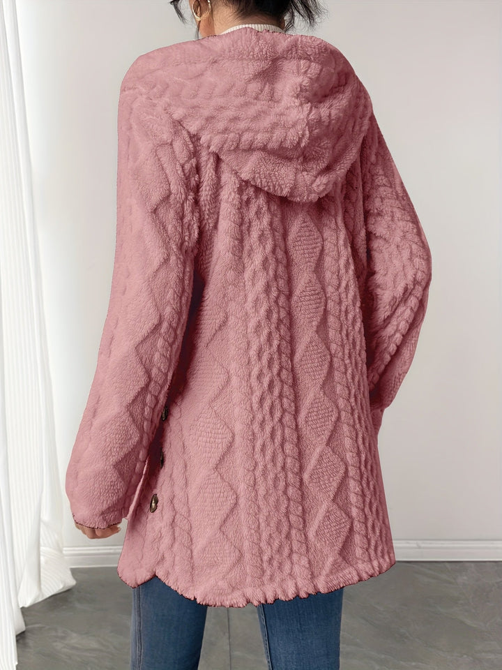 Alba™ | Cable-Knit Plush Hooded Cardigan