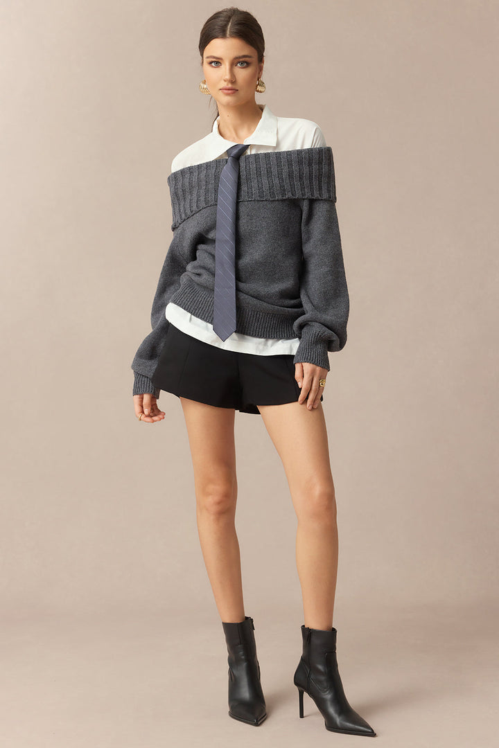 Knit Off Shoulder Long-Sleeve Top