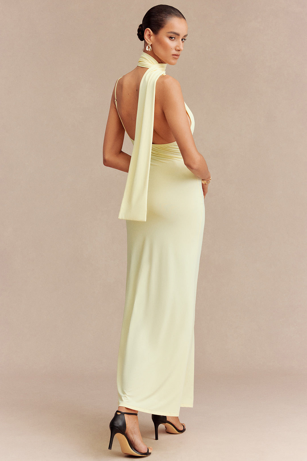 Halter Neck Asymmetrical Ruched Sleeveless Maxi Dress