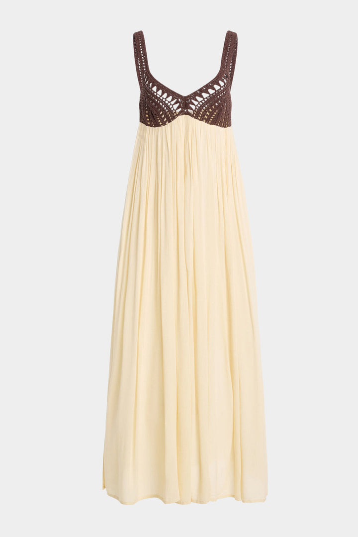 Patchwork Ruched Crossed Tie Back Sleeveless Maxi Dress
