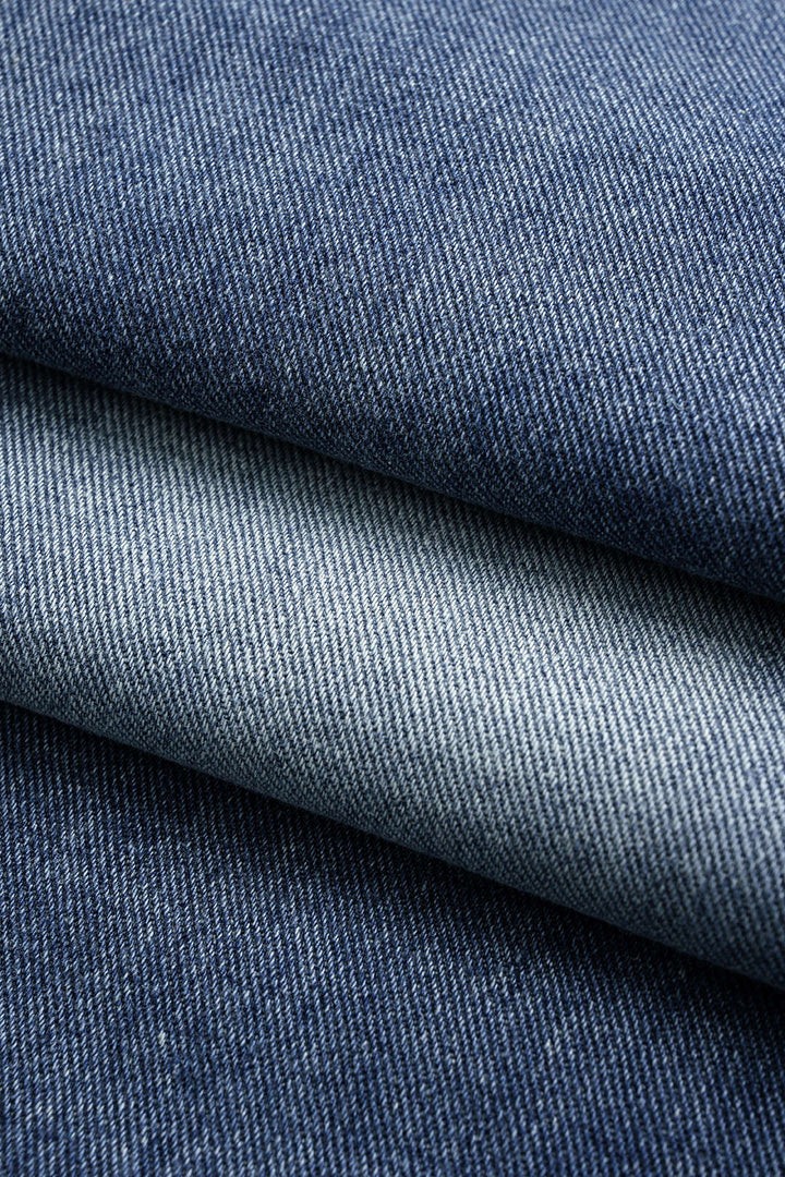 Denim Rivets Decor Pocket Wide Leg Jeans