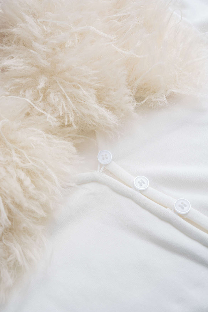 Knit Faux Fur Button Long-Sleeve Top