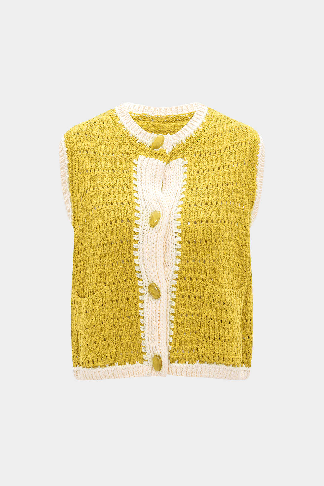 Knit Button Hollow Out Vest