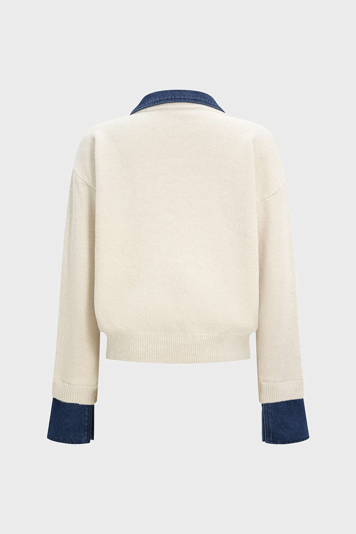 Sweater Patchwork Long-Sleeve Top