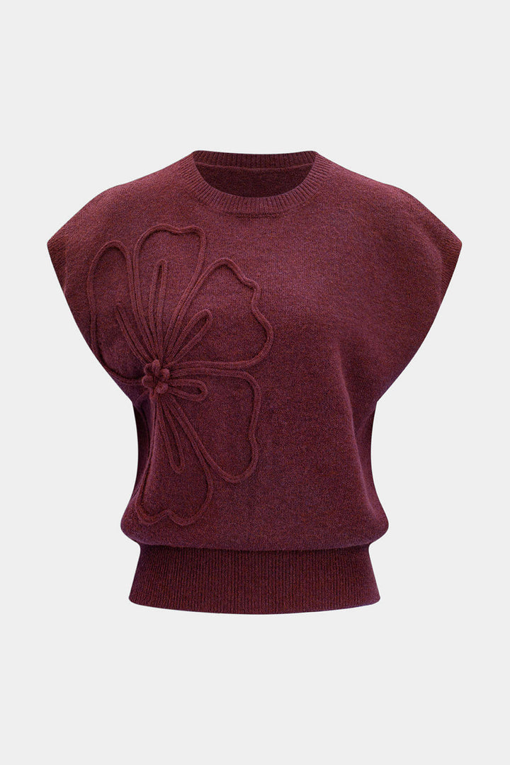 Knit 3D Flower Embroidery Tank Top