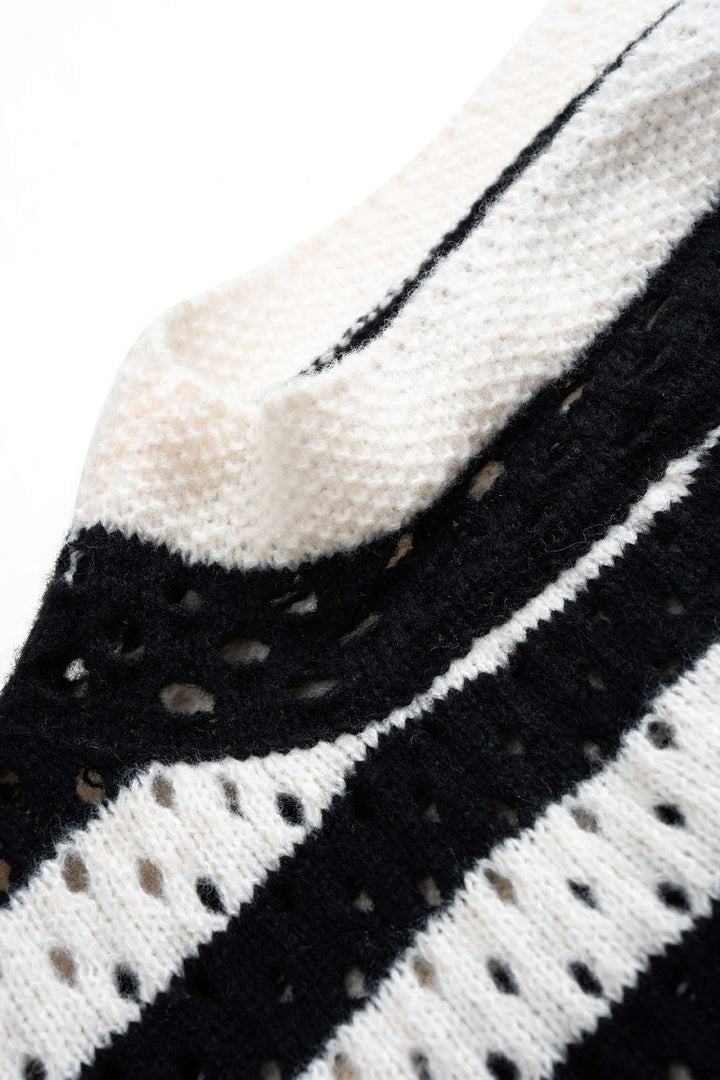 Knit Contrast Cut Out Long-Sleeve Top
