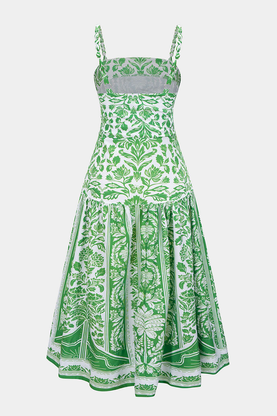 Leaves Print Ruched Sleeveless Maxi Dress
