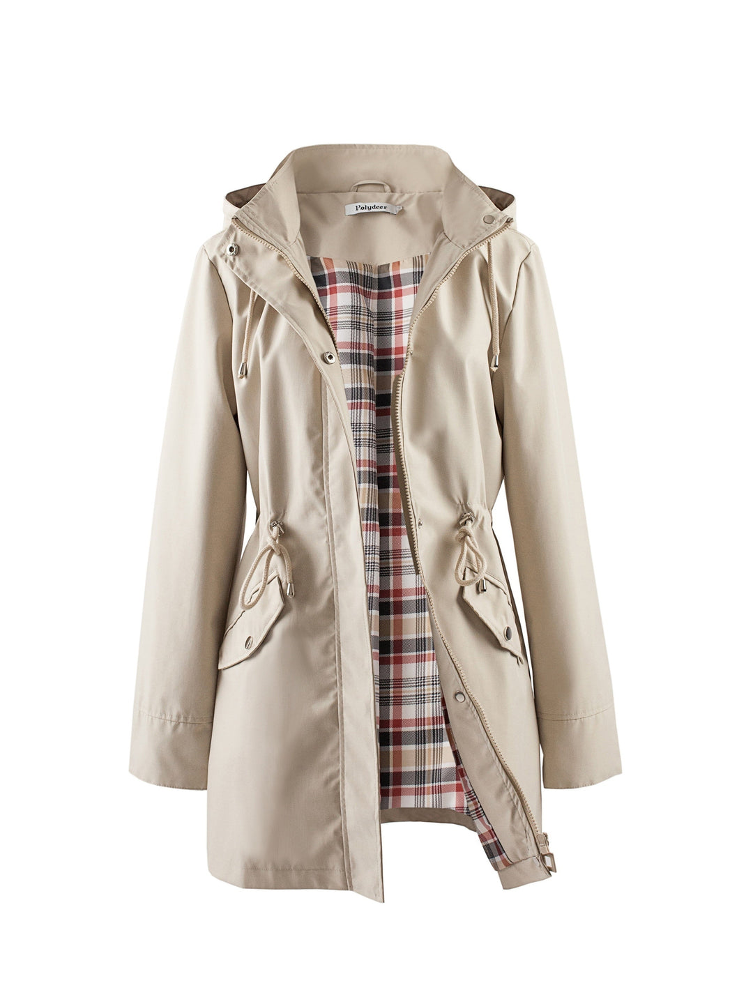 Veronica™ | Plaid Lined Drawstring Waist Hooded Parka Jacket