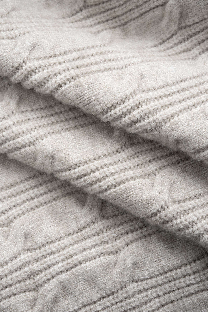 Cable Knit Asymmetrical Button Long-Sleeve Top