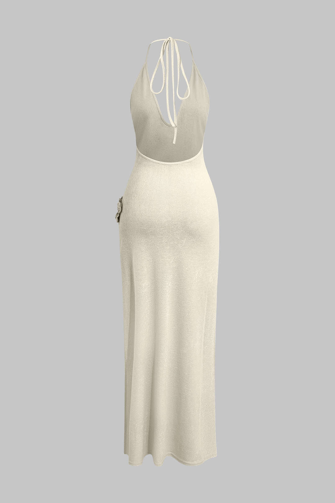 3D Floral V-Neck Backless Slit Maxi Dress